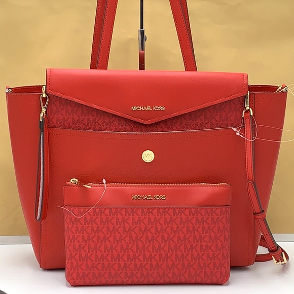 MICHAEL KORS
Maisie Large Pebbled Leather 3-in-1 Tote Bag Flame multi color NWT - Picture 1 of 16
